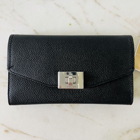 MICHAEL KORS Cassie Black Leather Large Tri-Fold Continental Wallet - Picture 1 of 7